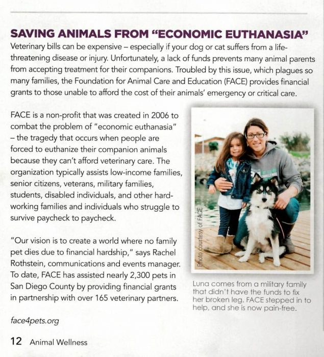 Animal Wellness Magazine Highlights FACE's Good Work - FACE Foundation